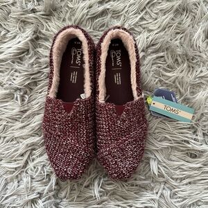 Toms Alpargata Burgundy Mist Sweater Knit Slides Womens Size 7.5
